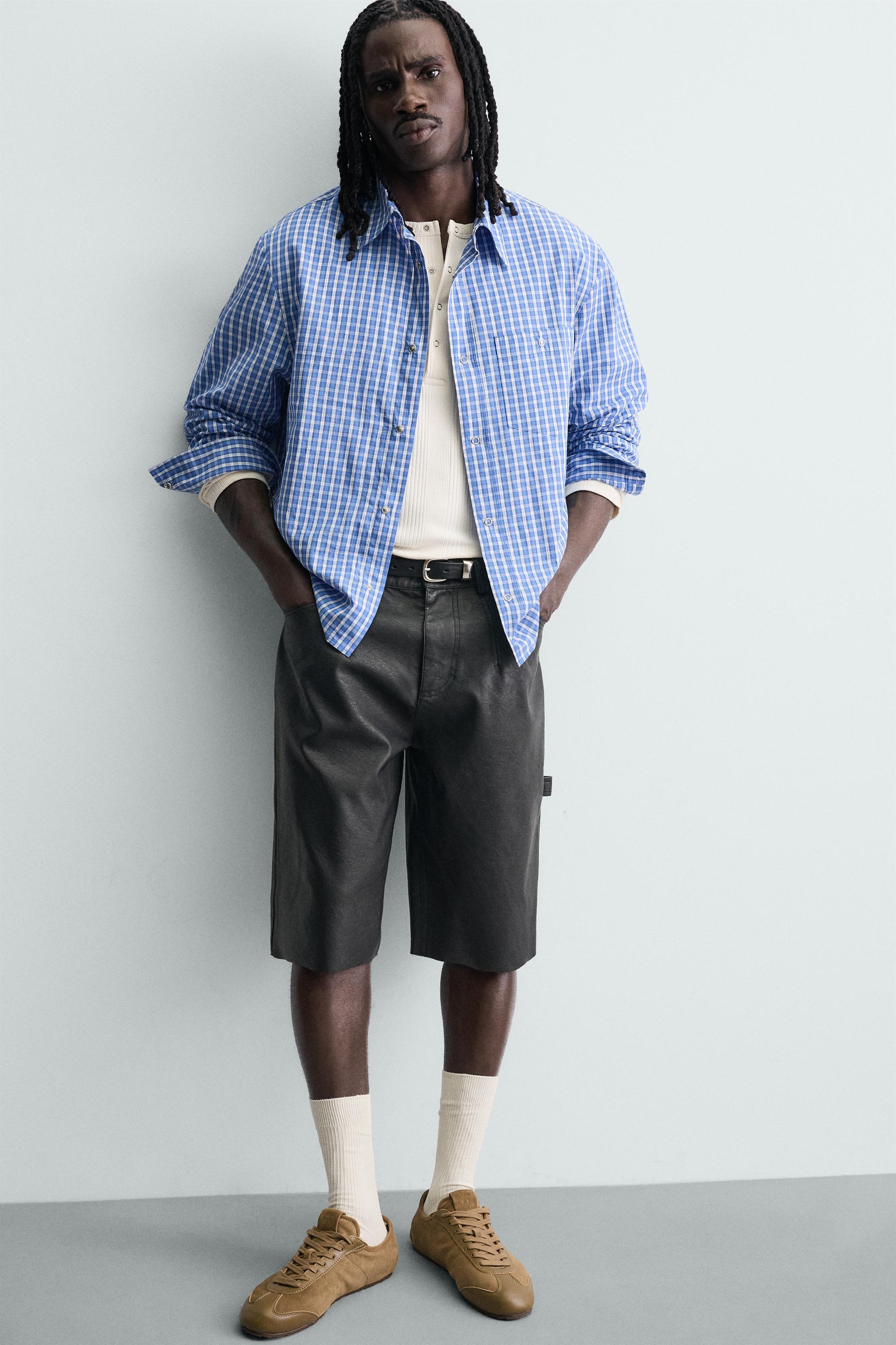 RELAXED FIT FAUX LEATHER SHORTS